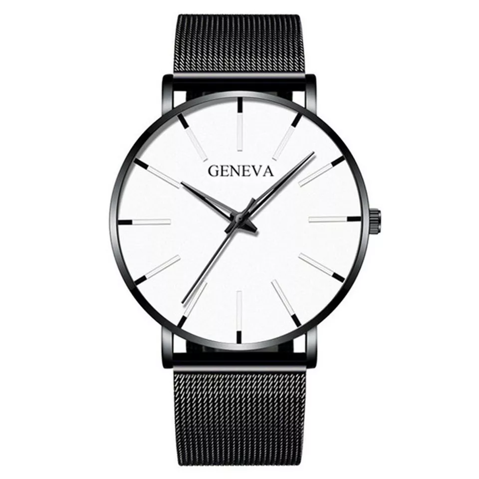 Men's Fashion Ultra Thin Watches Business Stainless Steel Mesh Quartz Watch - 3