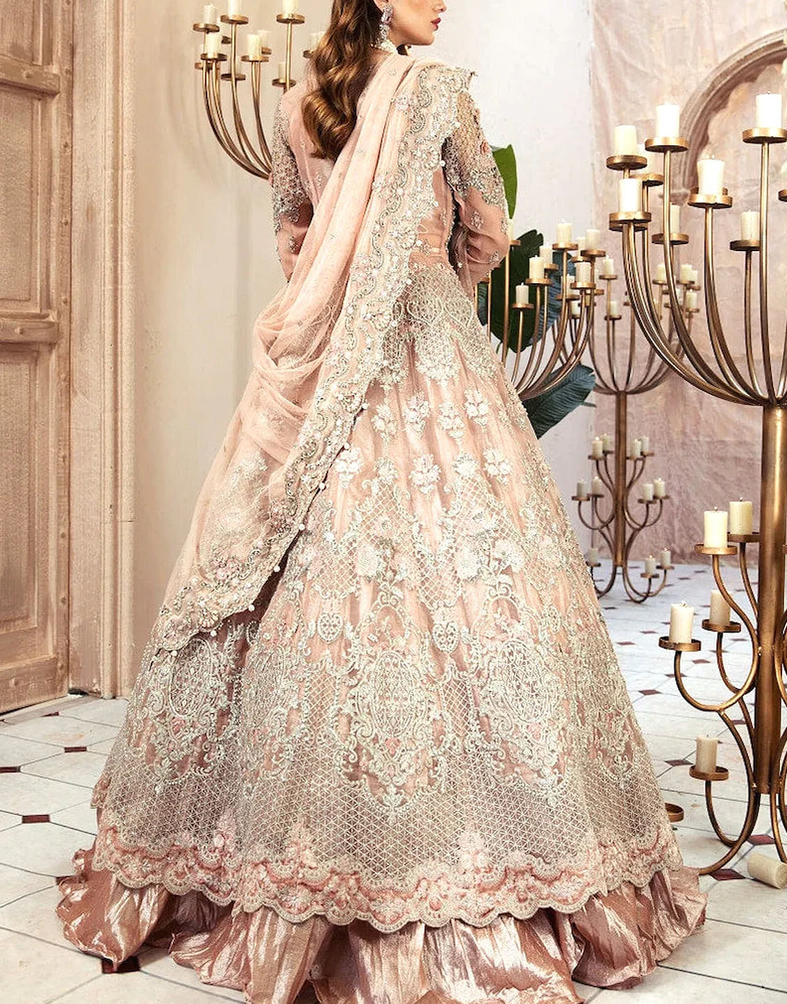 Luxurious 3D Handwork & Embroidered Net Bridal Maxi Dress - 2