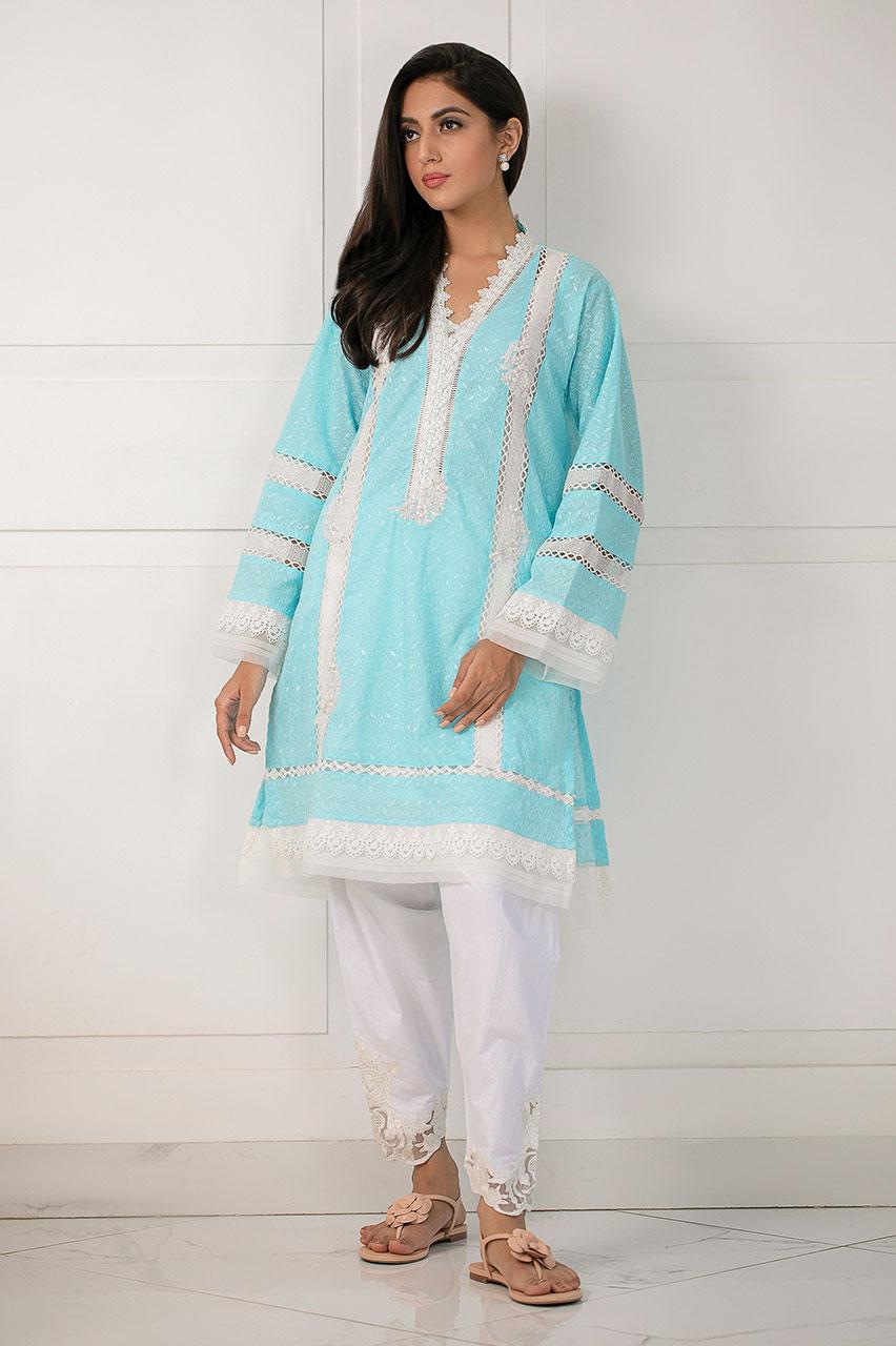 Sky Blue Chikan Shirt