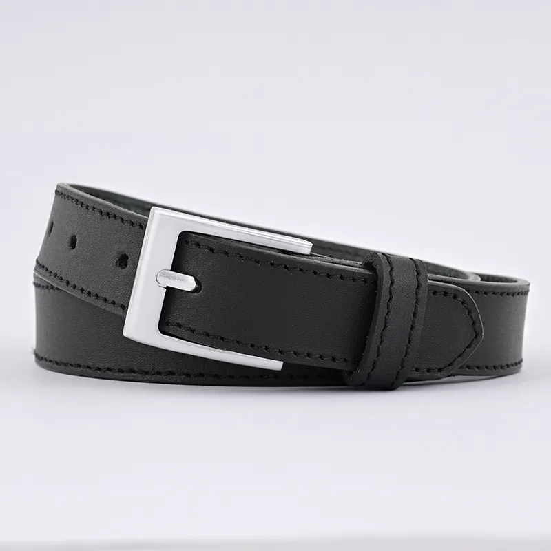 Black Leather Belt – Silver Buckle - 2