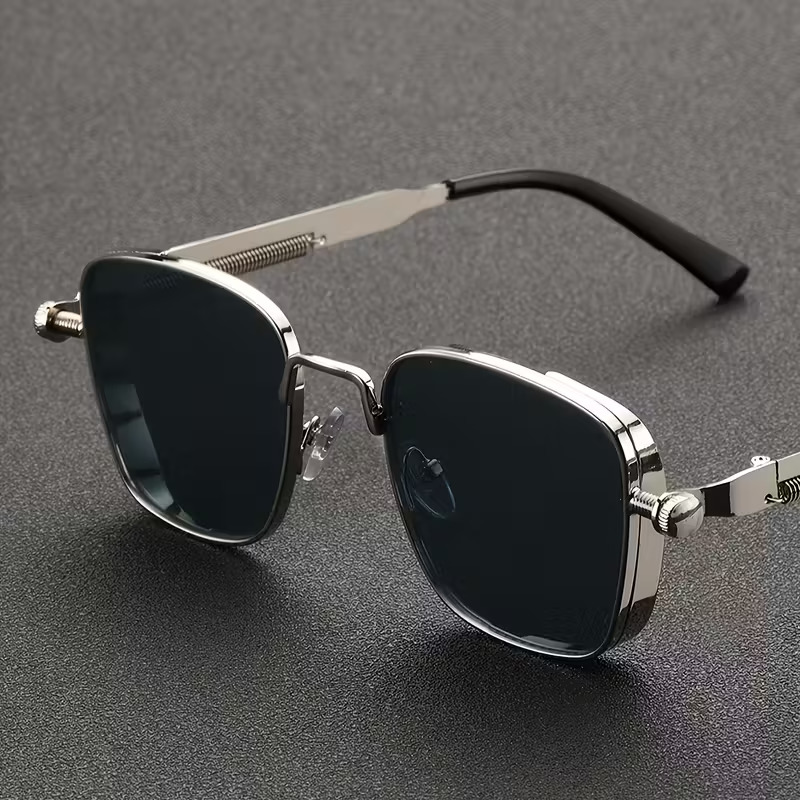 Vintage Punk Style Square Metal Frame Glasses