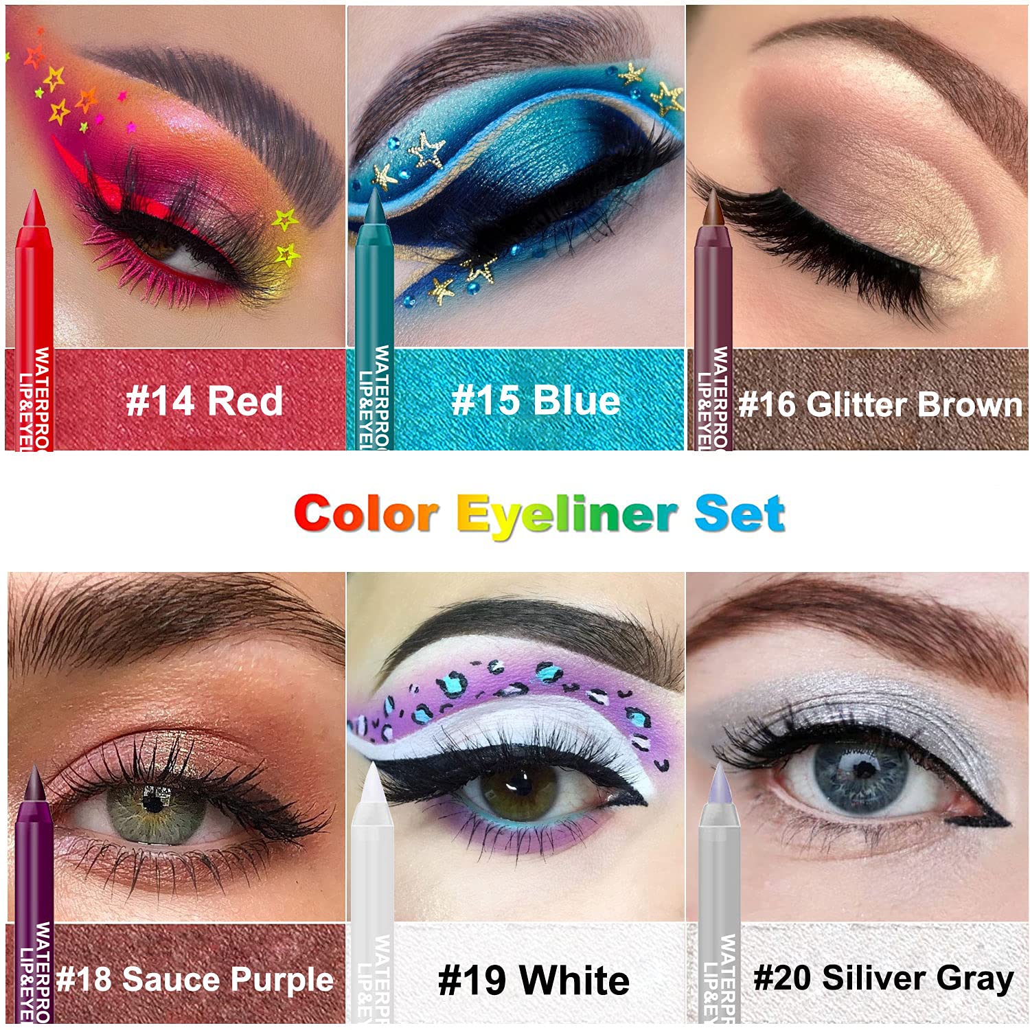 15-Piece Colorful Eyeliner Set for Women - 3