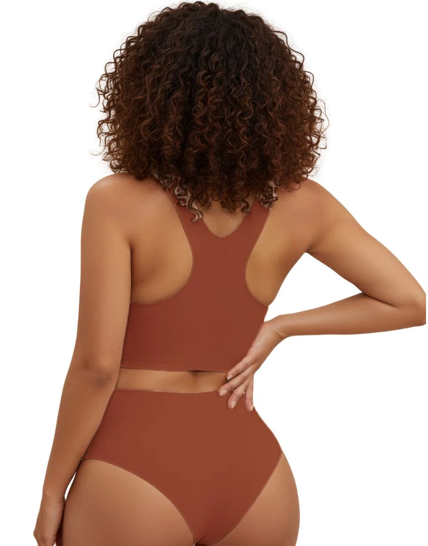 LASER CUT SUPER SOFT BRA SET -RUST - 2