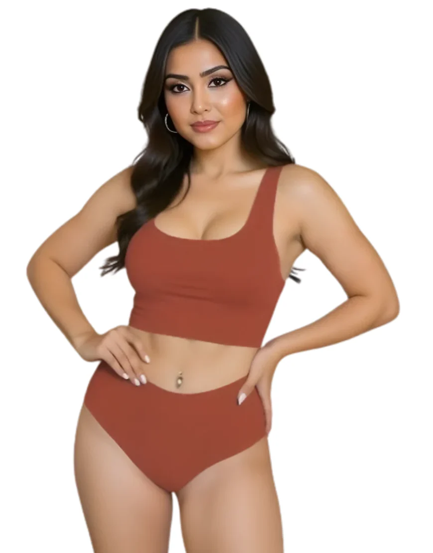 LASER CUT SUPER SOFT BRA SET -RUST - 3