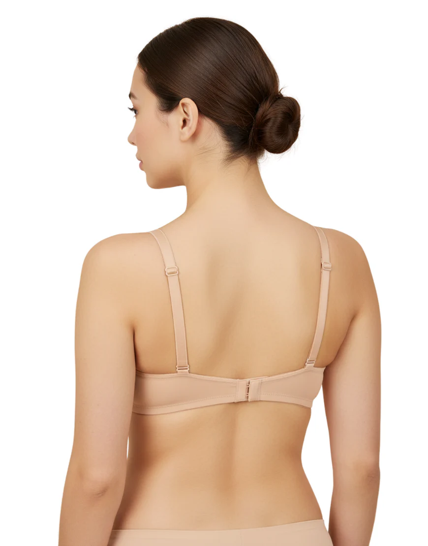 LIGHTLY PADDED SUPPER SUPPORT WIRED CAMI STYLE T-SHIRT BRA -SKIN - 2