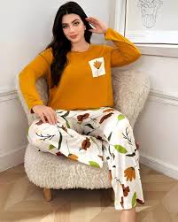 Yellow Flower Pocket Printed Night Suits - 2