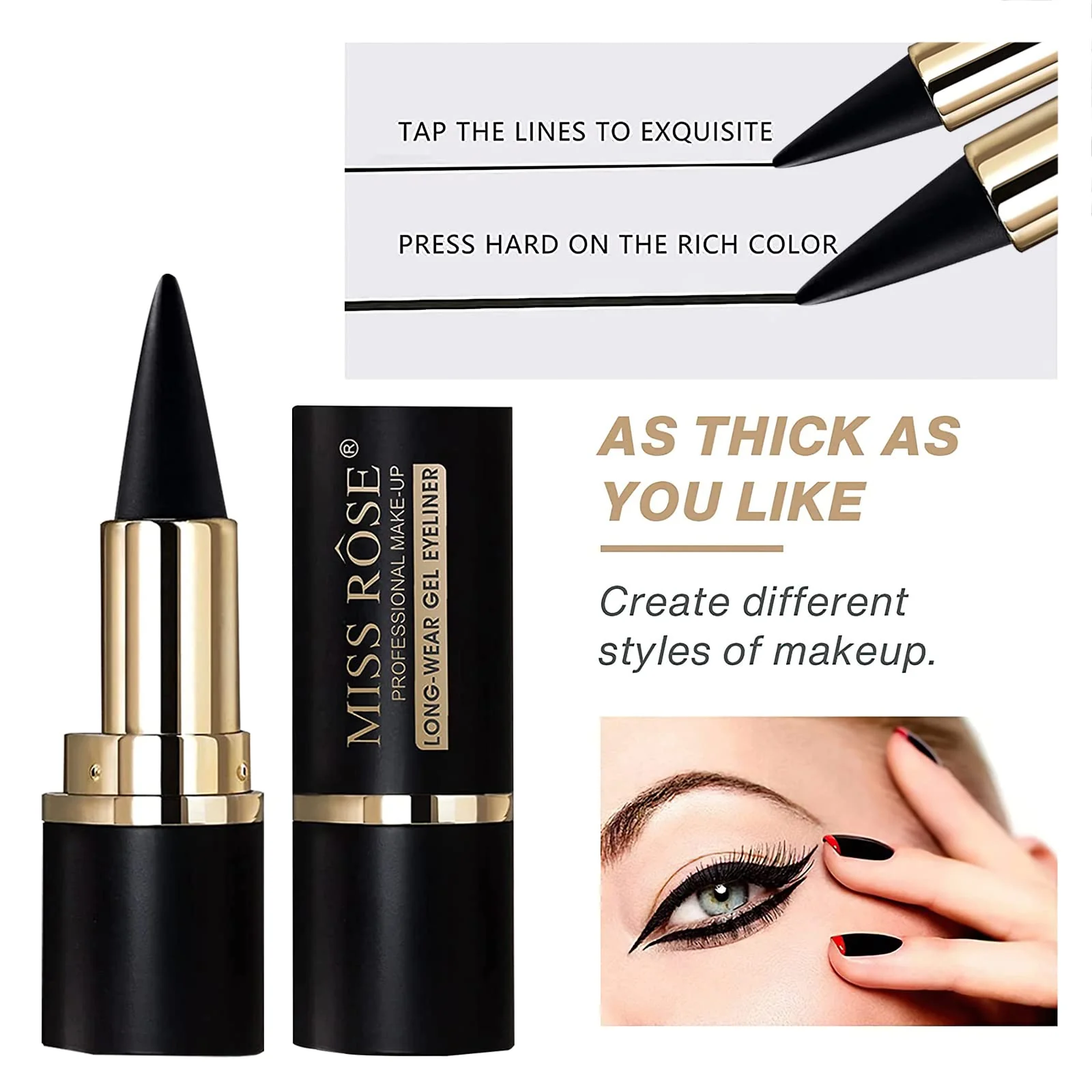 Miss Rose Cream Eyeliner Tool Smudge Proof Eyeliner Pencil - 2