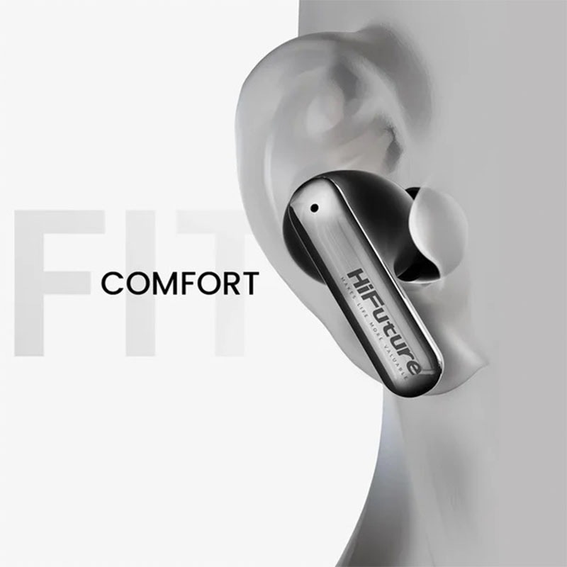 Hifuture SonicAir True Wireless Bluetooth Earphones with Bluetooth 5.3, ENC Noise Cancellation, 4 Microphones, 10mm Drivers - White - 4