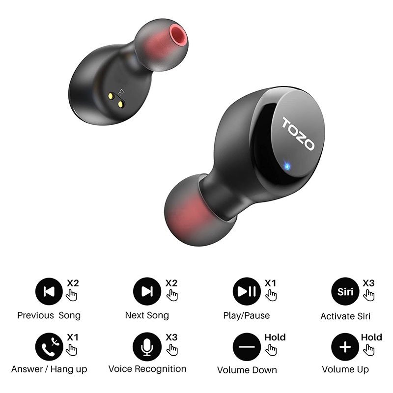 TOZO T6S v2022 True Wireless Earbuds with Bluetooth 5.2, Environmental Noise Cancellation, Sound with Deep Bass, Supports APP Control for Sports - Black - 2