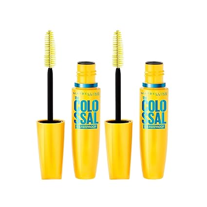 Maybelline Volum' Express The Colossal Waterproof Mascara Makeup, Volumizing No Clump Mascara, Glam Black, 0.31 Fl Oz (Pack of 2)