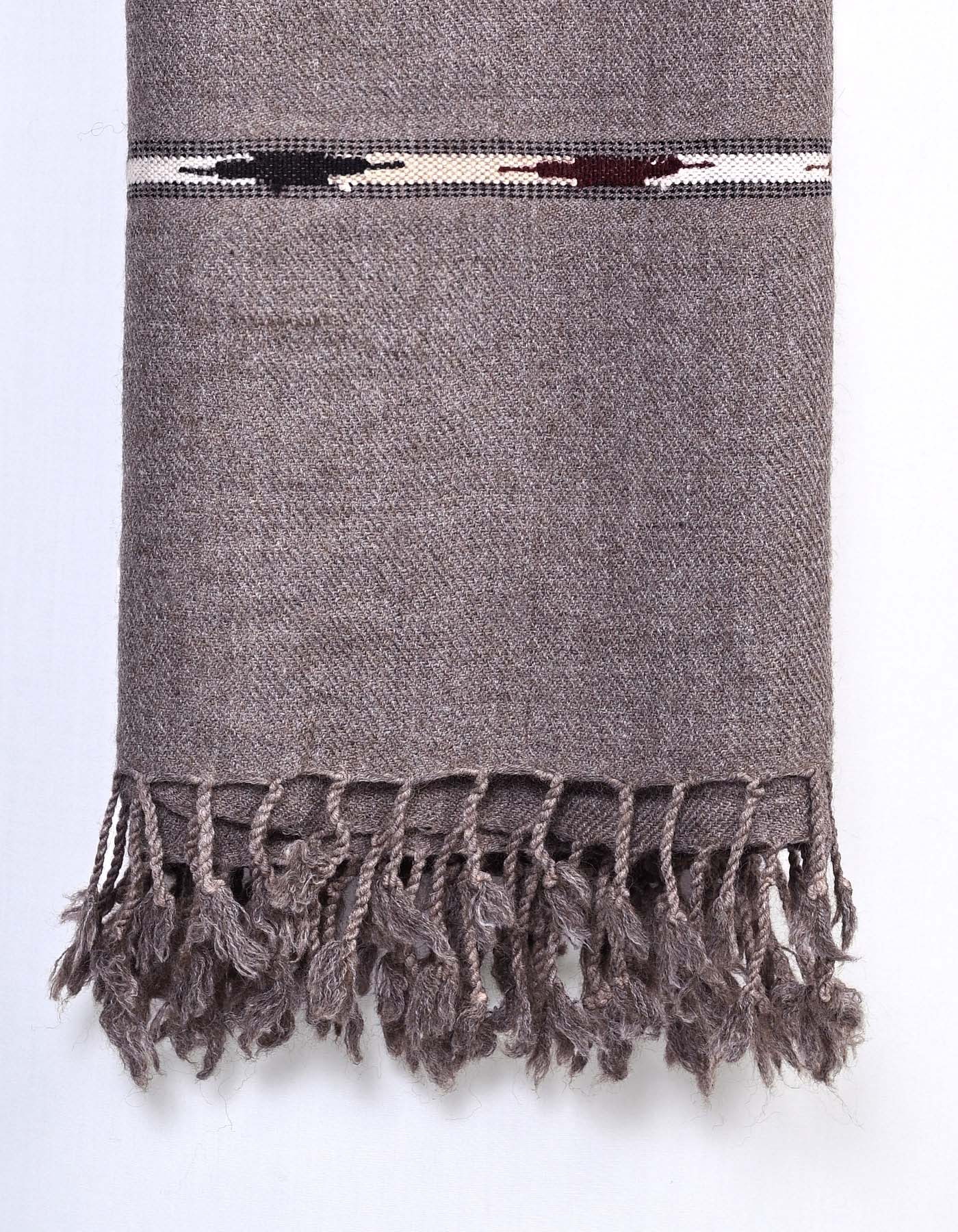 L Brown Plain Wool Blend Men Shawl - 3