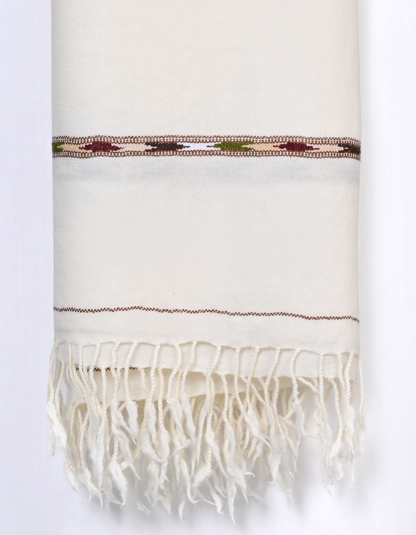 Off White Plain 100% Wool Men Shawl - 3