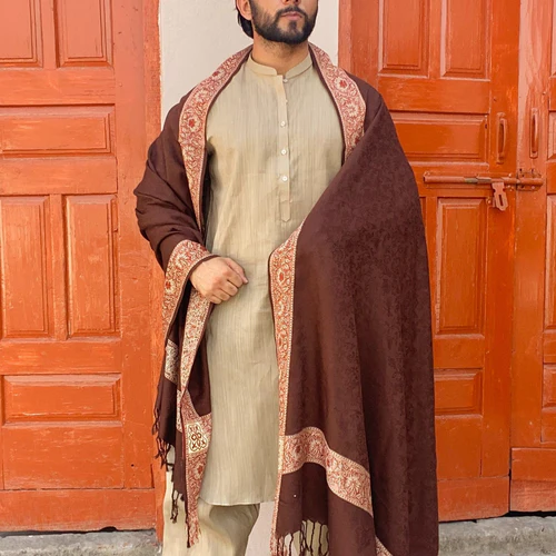 Irani Shawl - Baghdadi Style Shawl For Men - Chocolate Brown - 2