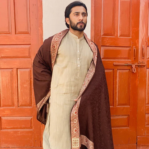 Irani Shawl - Baghdadi Style Shawl For Men - Chocolate Brown - 3
