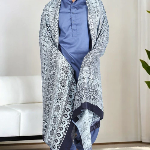 Linen Ajrak - Black & White - Sansera Lookalike - 4