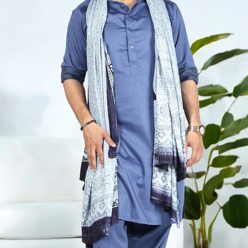 Linen Ajrak - Black & White - Sansera Lookalike - 3
