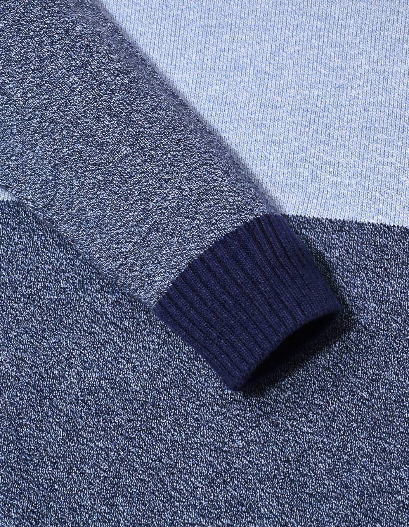 Navy Color Block Crew Neck Sweater - 3