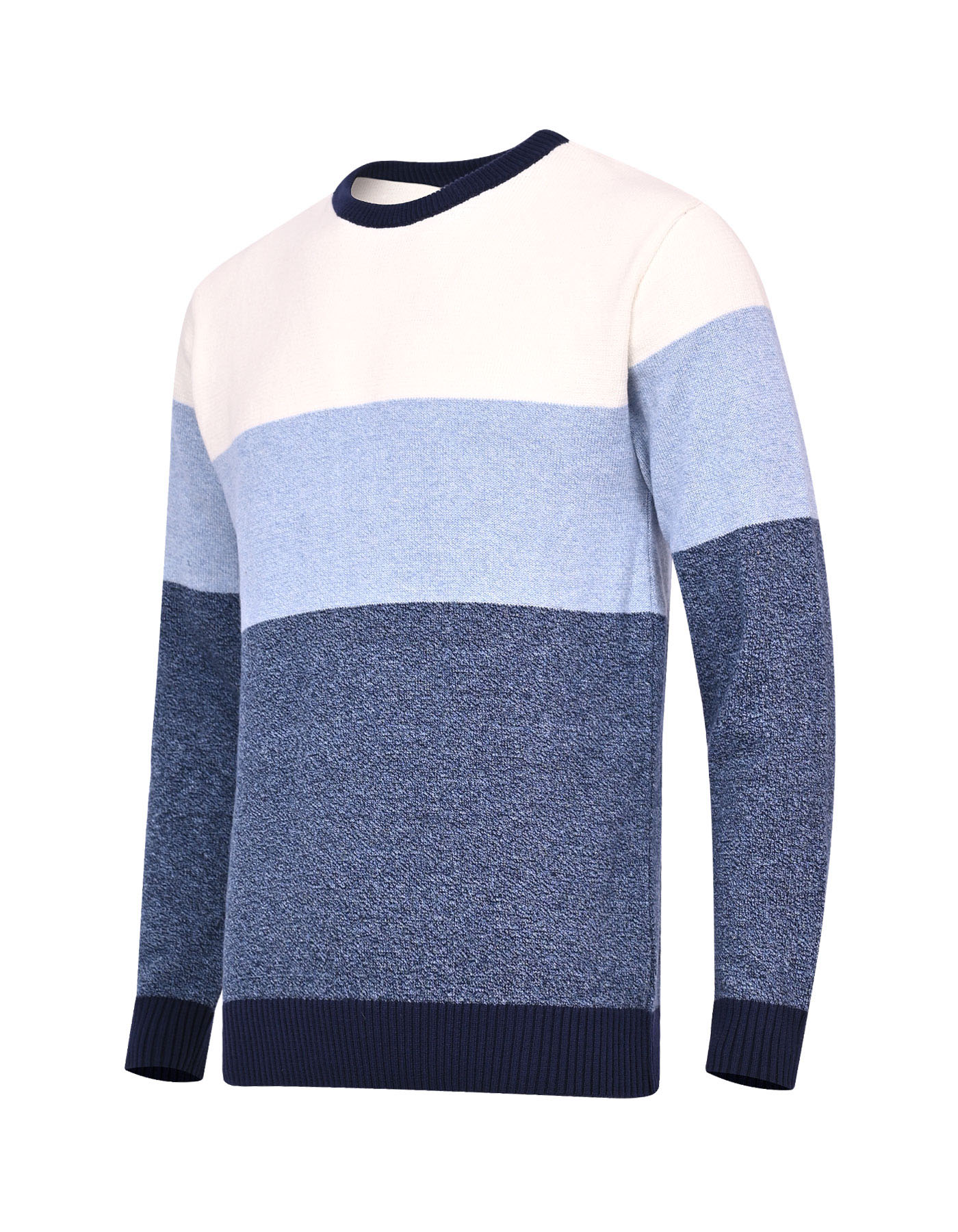 Navy Color Block Crew Neck Sweater