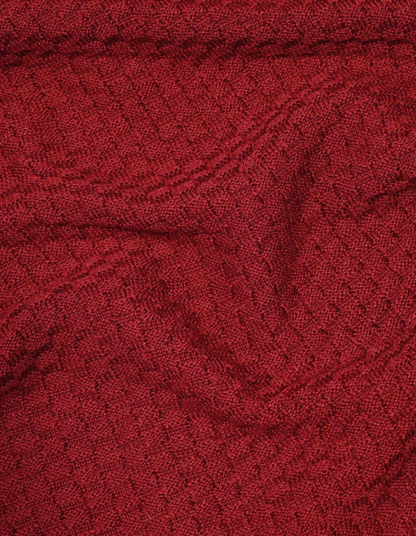 Maroon Texture V-neck Sleeveless Sweater - 2