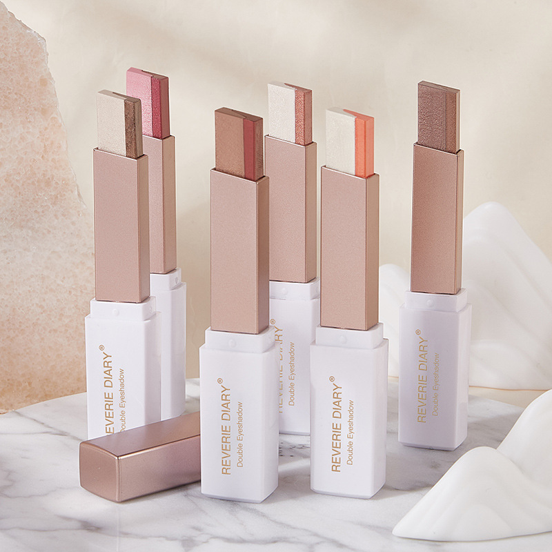 Eyeshadow Stick 2 In 1 Double Color Gradient Velvet Shadow Stick Eye Makeup Waterproof Lasting Shimmer Metallic Eyeshadow Makeup
