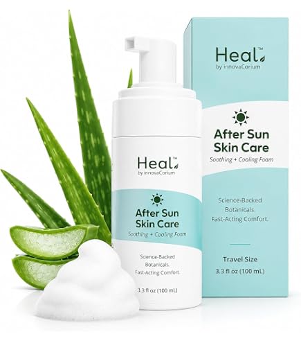 Heal After Sun Lotion with Aloe Vera, Sunburn Relief, Travel Size 3.3 oz