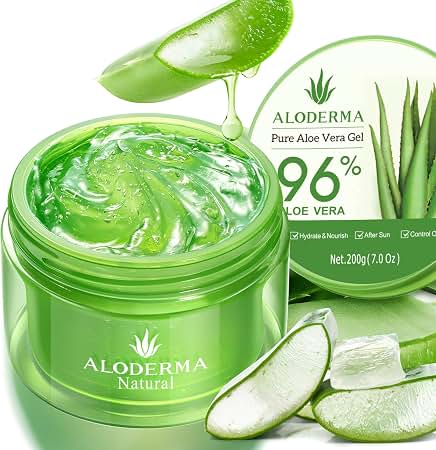 Aloderma Aloe Vera Gel Made within 12 Hours of Harvest with 99% Pure Organic Aloe Vera - Pump Bottle - Ideal for Face and Body, Soothing & Hydrating Sunburn Relief, Great for Scalp & Hair - 10.6oz - 2