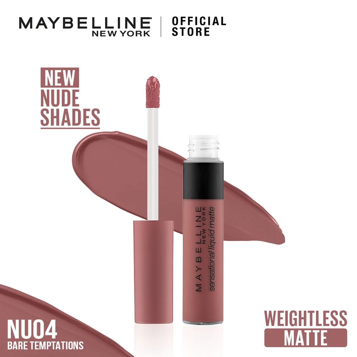 Maybelline - Color Sensational Liquid Matte Lipstick - The Nudes Collection - NU 04 - Bare Temptations