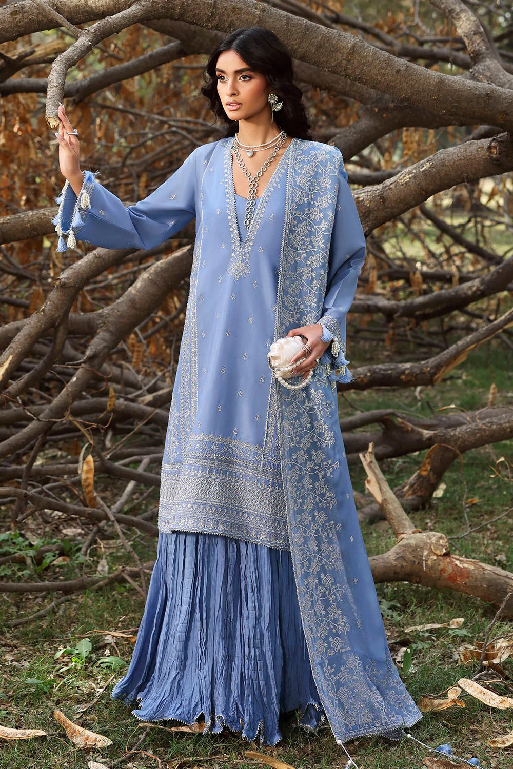 3 Piece - Embroidered Raw Silk Suits