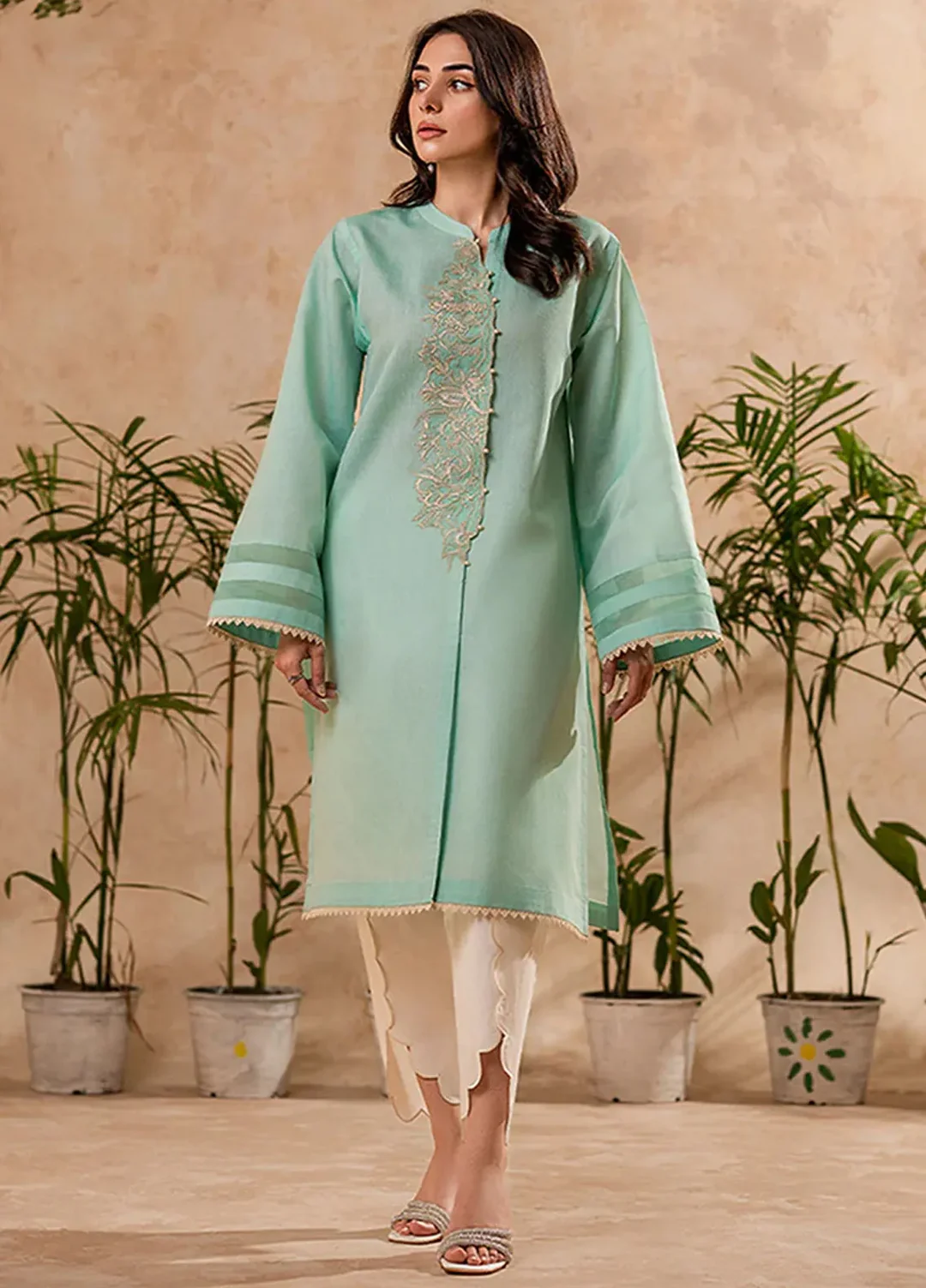 Aqua Embroidered Tunic