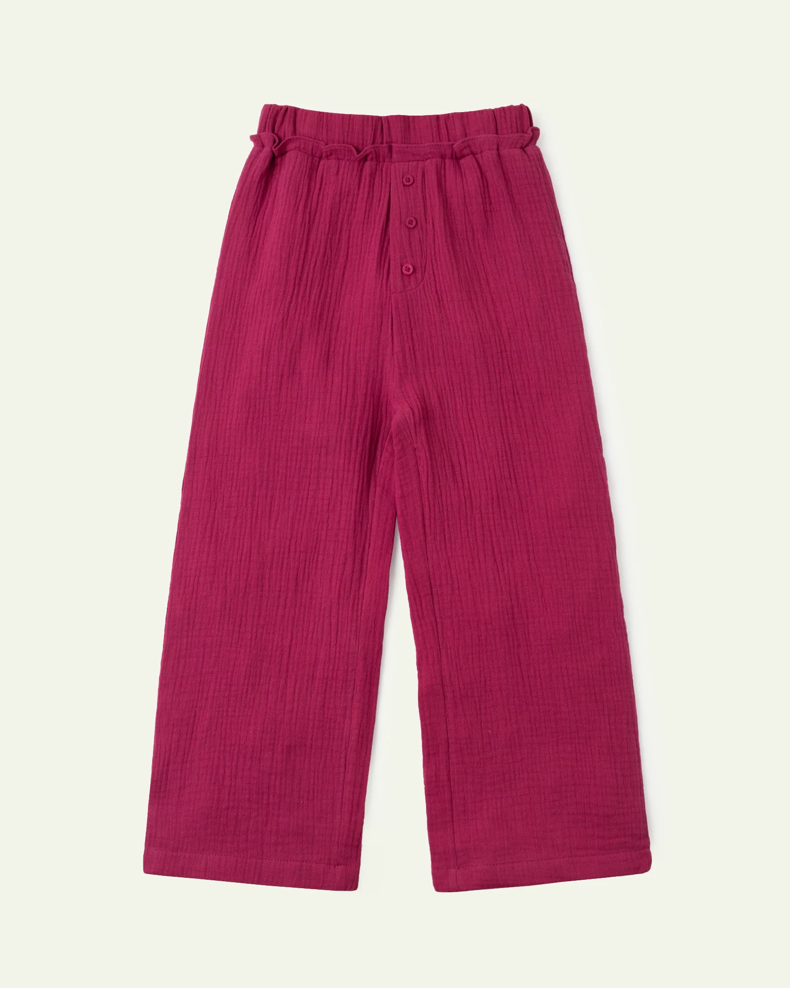 Plum Seersucker Pull-up Trousers - 2