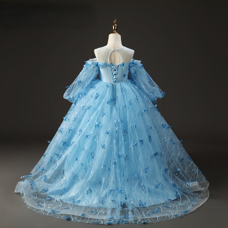 Baby Girl Light Blue 3D Butterfflies Fancy Frock