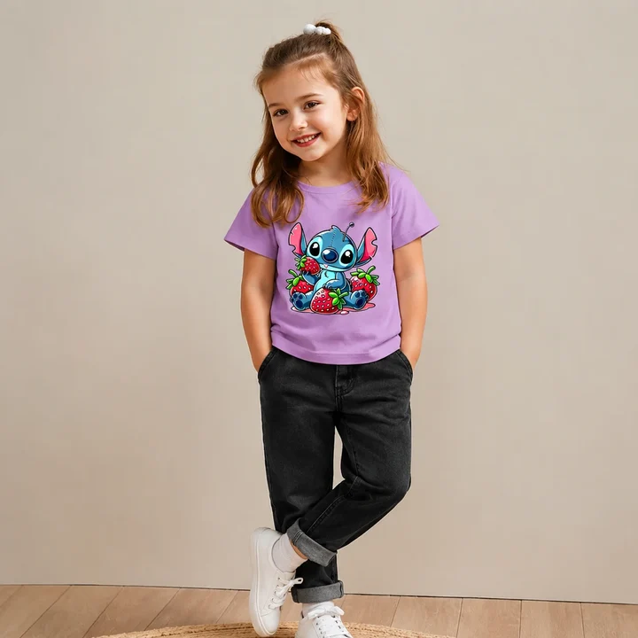 Baby Girl Purple Stich Strawberries T-Shirt