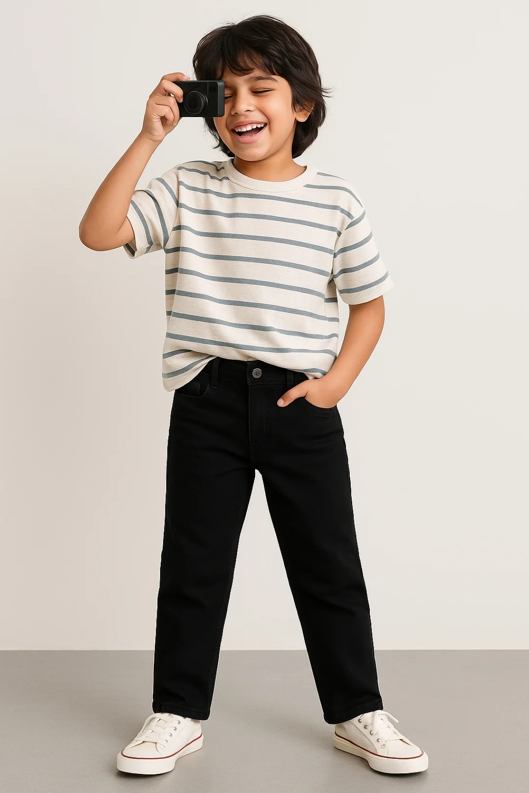 Boys Solid Black Denim Jeans - 2
