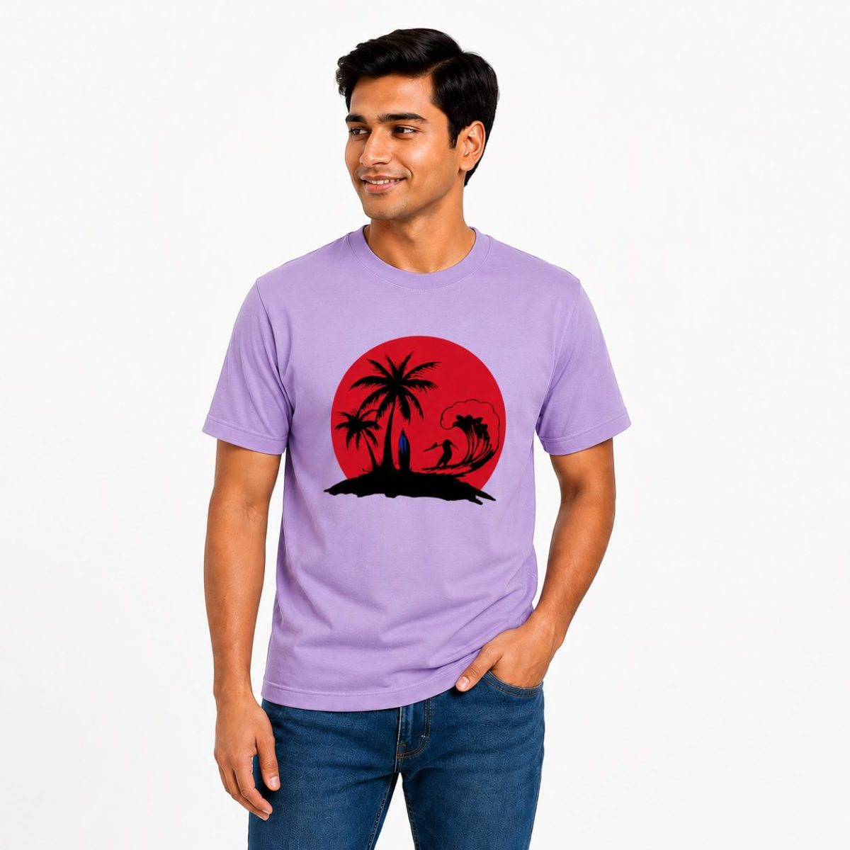 Boys Tropical Burgundy Surf Tee - 2