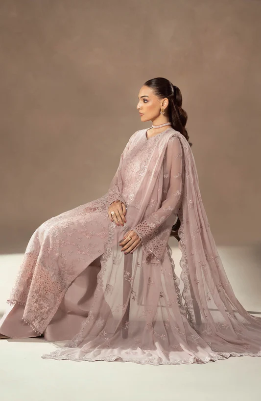 Lavish Premium - Luxury Chiffon Embroidered 3 Piece Unstitched - Blush Petal - 2