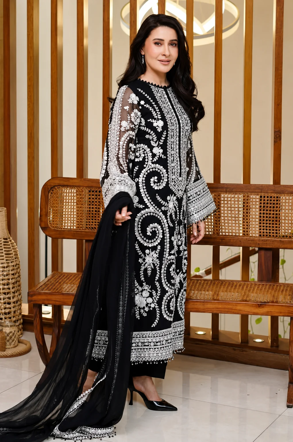 Chantelle by Baroque Unstitched Embroidered Chiffon 3 PC Suit UF-4158 - Festive Collection