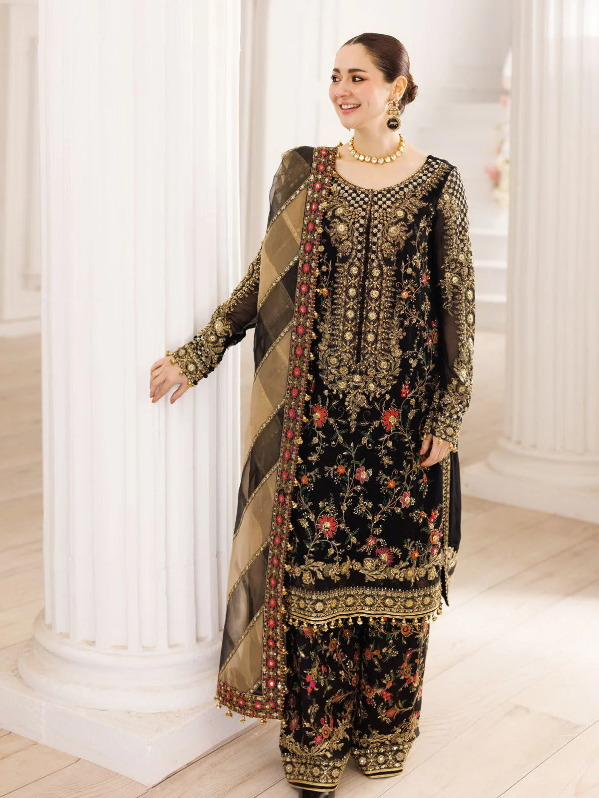 Charizma Luxury Embroidered Chiffon Unstitched 3Pc Suit DJ5-03
