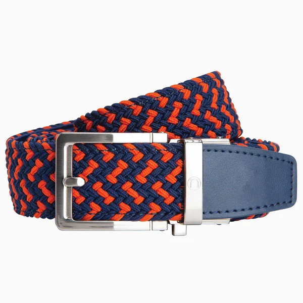 Braided Burnt Orange & White Ratchet Golf Belt 1.38" [35mm] - 2