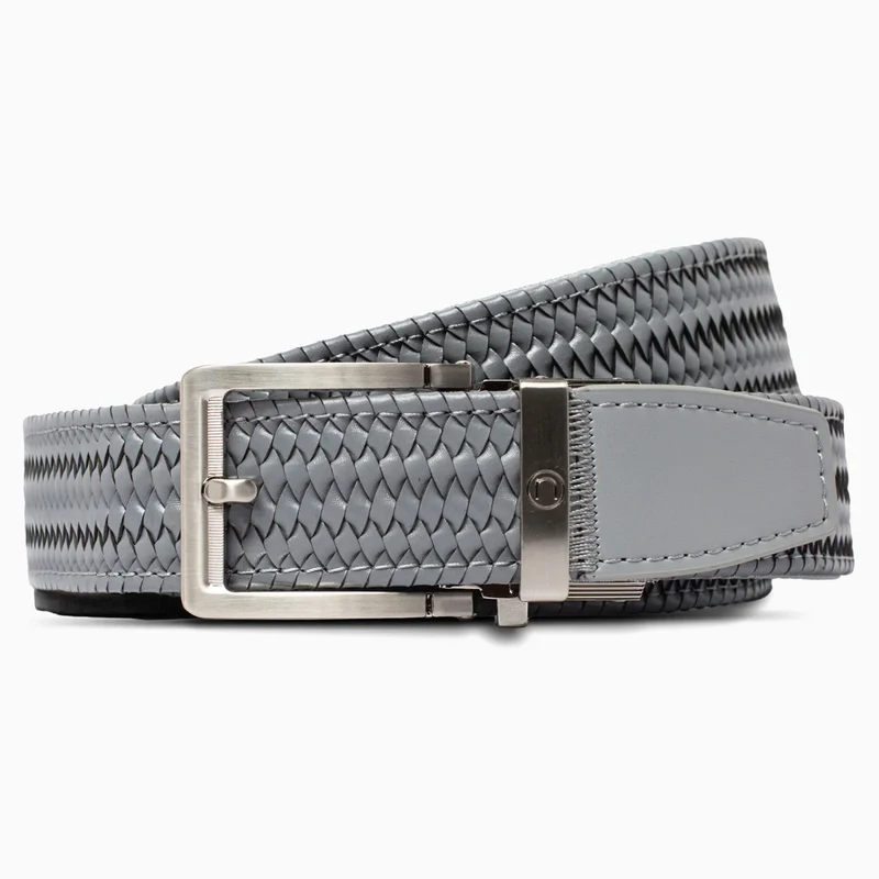Braided Red, Grey & Black Golf Ratchet Belt 1.38" [35mm]