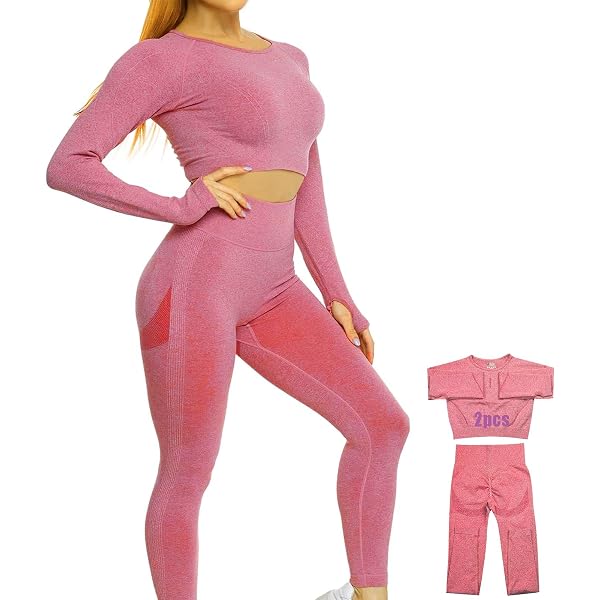 SHEKINI 2pcs Gym Clothes for Women Seamless Tracksuit Workout Joggers Cropped Top Full Set Outfits Yoga Sportswear Leggings Sports Bra Jumpsuits Running - 2