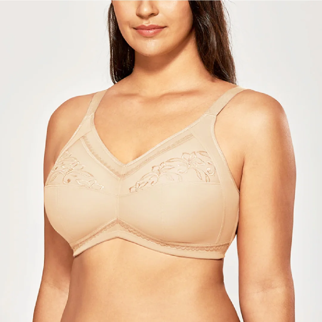 Full coverage Non Padded seamless embroidered Bra - 2
