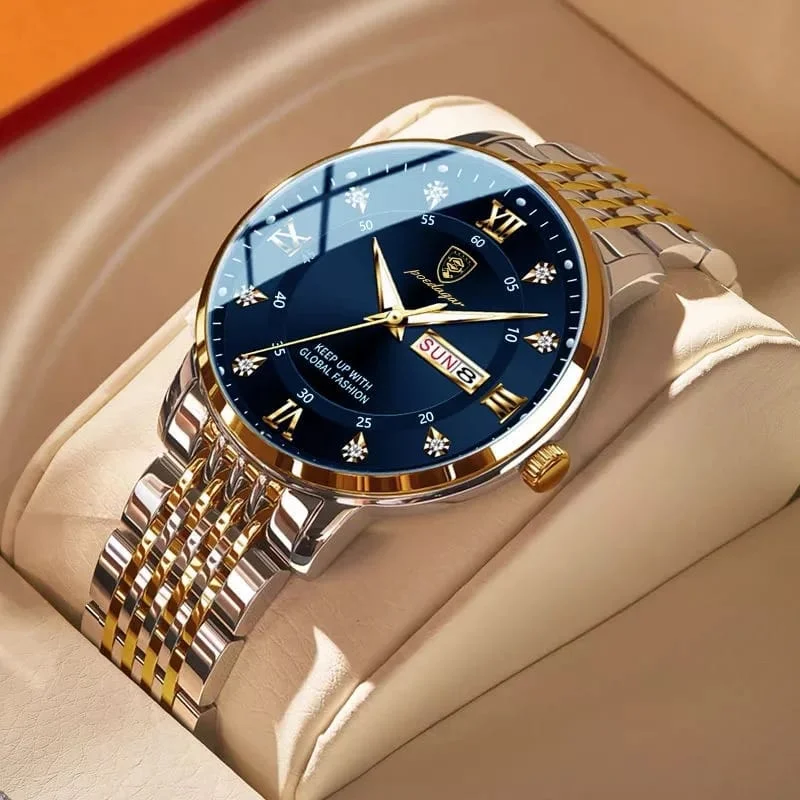Poedagar Men Luxury Business Quartz Watch – Stainless Steel Waterproof Dress Watch (Pakistan)