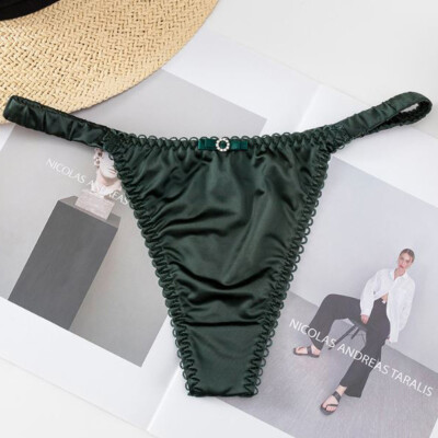 Women Silk Satin Panties Sexy Briefs Soft Fit Summer Beach Bikini Thong,G-String Perfect for Daily Underwear - 2